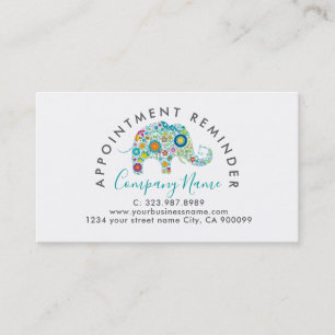 Colourful Flowers Elephant Appointment Card
