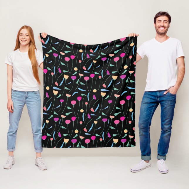 Colourful Flowers   Fleece Blanket (In Situ)