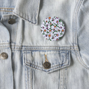Colourful Flowers, Floral Pattern, Greenery, Boho 2 Inch Round Button