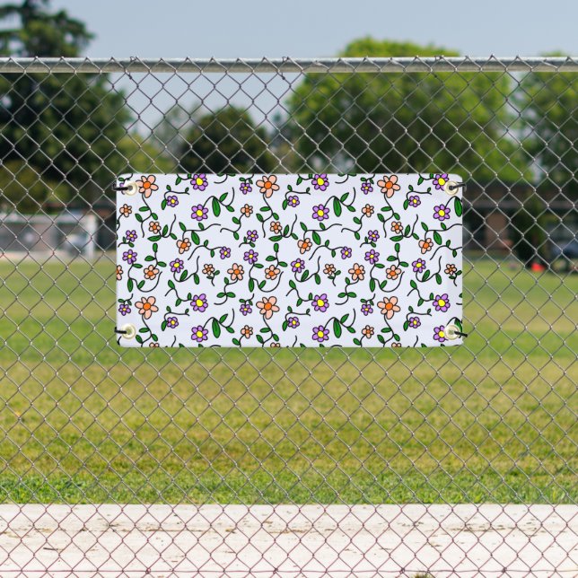 Colourful Flowers, Floral Pattern, Greenery, Boho Banner (Insitu)