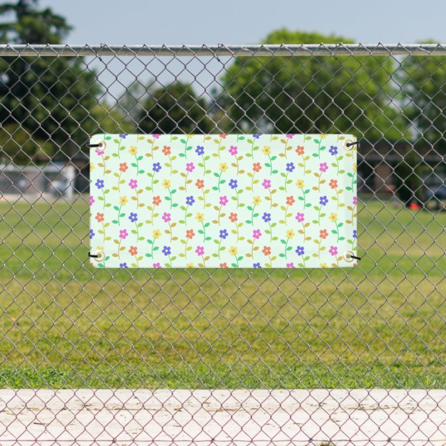 Colourful Flowers, Floral Pattern, Greenery, Boho Banner (Insitu)
