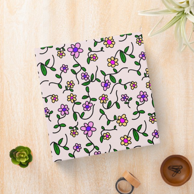 Colourful Flowers, Floral Pattern, Greenery, Boho Binder (In Situ)