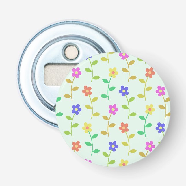 Colourful Flowers, Floral Pattern, Greenery, Boho Bottle Opener (Front)
