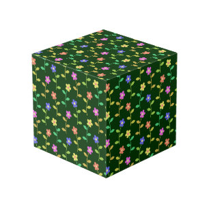 Colourful Flowers, Floral Pattern, Greenery, Boho Cube