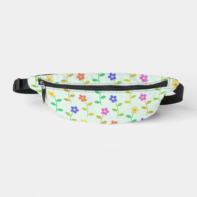 Colourful Flowers, Floral Pattern, Greenery, Boho Fanny Pack (Front)