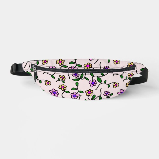 Colourful Flowers, Floral Pattern, Greenery, Boho Fanny Pack (Front)