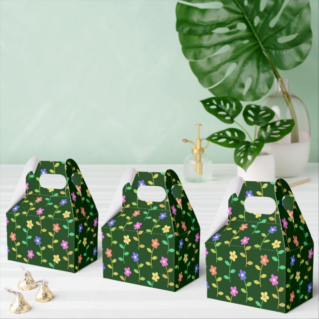 Colourful Flowers, Floral Pattern, Greenery, Boho Favor Box (Multiple)