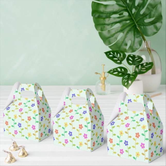 Colourful Flowers, Floral Pattern, Greenery, Boho Favor Box (Multiple)