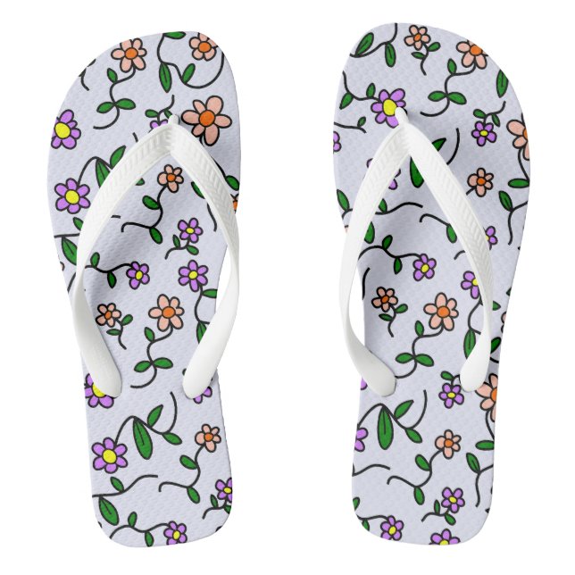 Colourful Flowers, Floral Pattern, Greenery, Boho Flip Flops (Footbed)