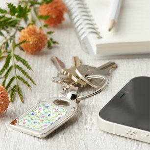 Colourful Flowers, Floral Pattern, Greenery, Boho Keychain