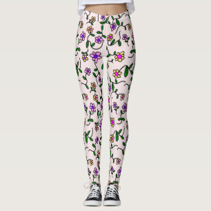 Colourful Flowers, Floral Pattern, Greenery, Boho Leggings