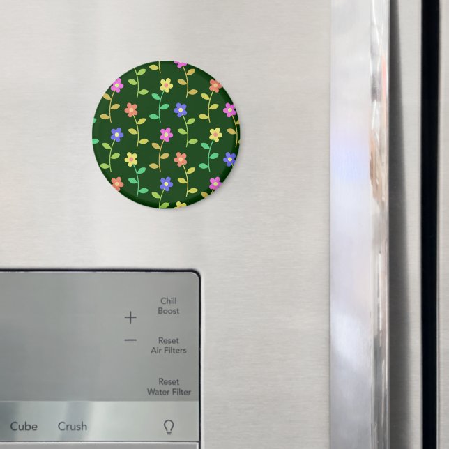 Colourful Flowers, Floral Pattern, Greenery, Boho Magnet (In Situ (Fridge))