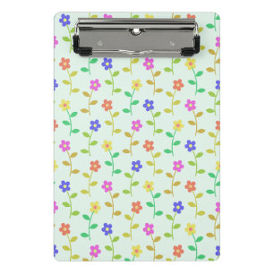 Colourful Flowers, Floral Pattern, Greenery, Boho Mini Clipboard