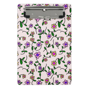 Colourful Flowers, Floral Pattern, Greenery, Boho Mini Clipboard