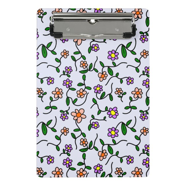 Colourful Flowers, Floral Pattern, Greenery, Boho Mini Clipboard (Front)