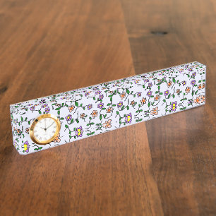 Colourful Flowers, Floral Pattern, Greenery, Boho Nameplate