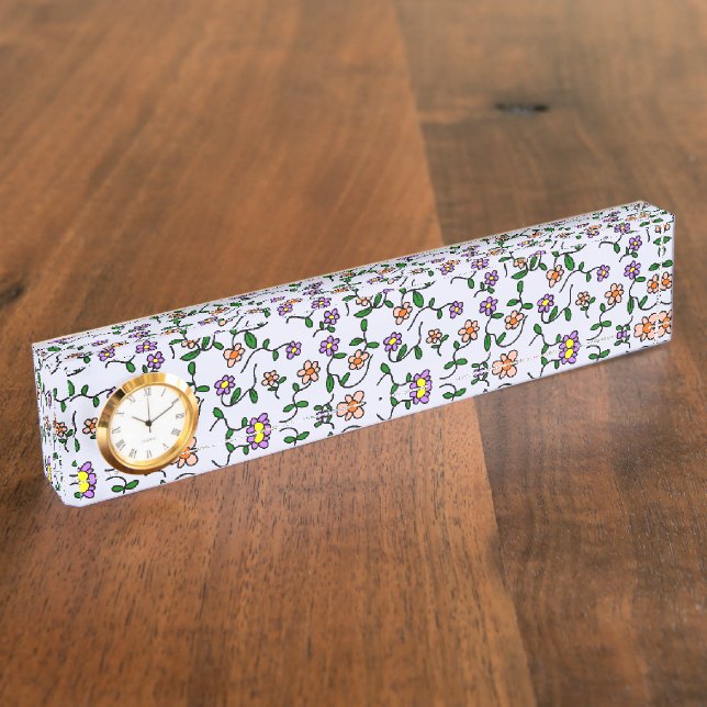Colourful Flowers, Floral Pattern, Greenery, Boho Nameplate (Side)