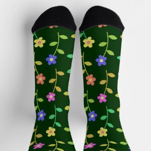 Colourful Flowers, Floral Pattern, Greenery, Boho Socks