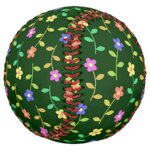 Colourful Flowers, Floral Pattern, Greenery, Boho Softball