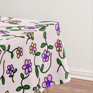 Colourful Flowers, Floral Pattern, Greenery, Boho Tablecloth