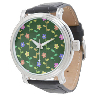 Colourful Flowers, Floral Pattern, Greenery, Boho Watch