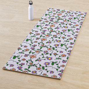 Colourful Flowers, Floral Pattern, Greenery, Boho Yoga Mat