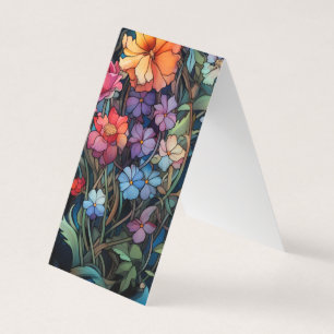 Colourful Flowers Folding Bookmarks Bookmarkers Business Card