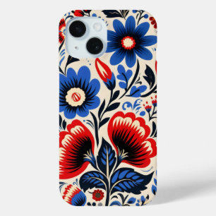 Colourful Flowers Folk Pattern iPhone 15 Case