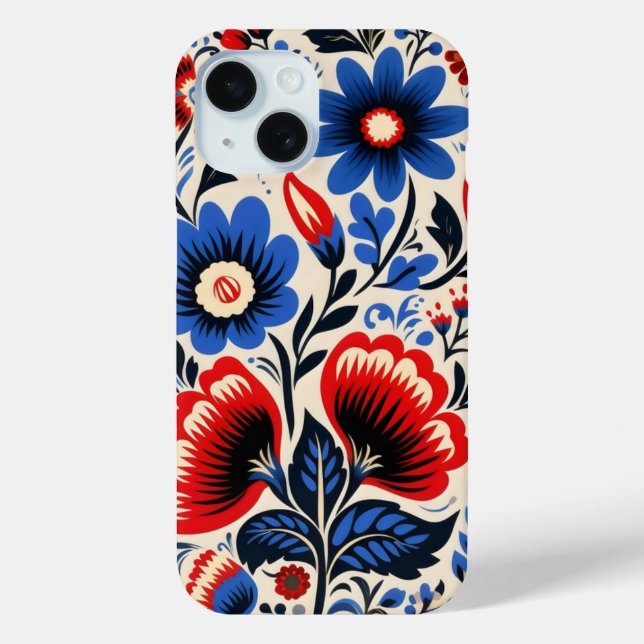 Colourful Flowers Folk Pattern Case-Mate iPhone Case (Back)