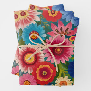 Colourful Flowers for Any Occasion Wrapping Paper Sheet
