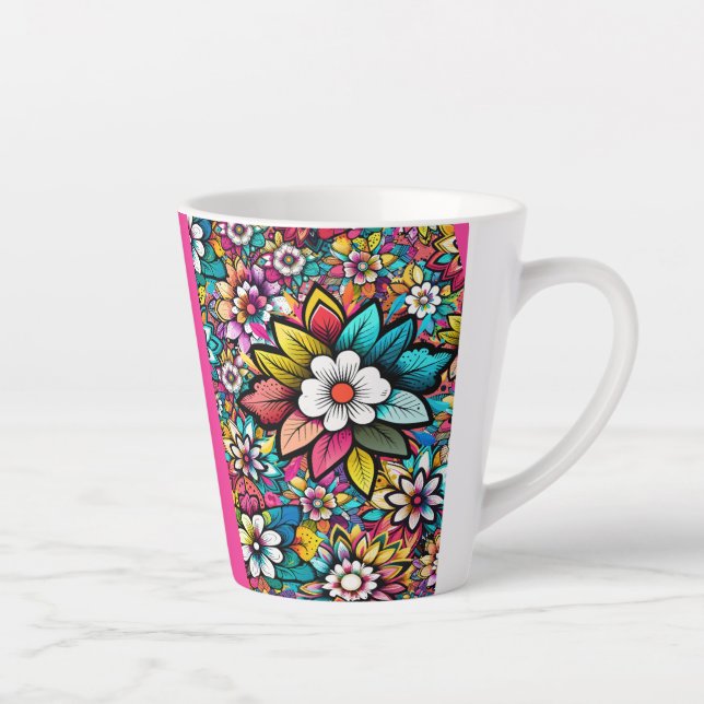 Colourful Flowers Galore  Latte Mug (Right)