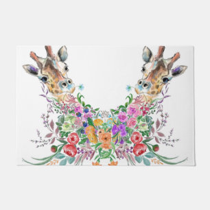 Colourful Flowers Giraffes Doormats