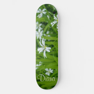 Colourful flowers Green Skateboard