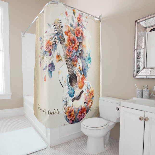 Colourful Flowers Guitar Music Instrument Elegant (In Situ)