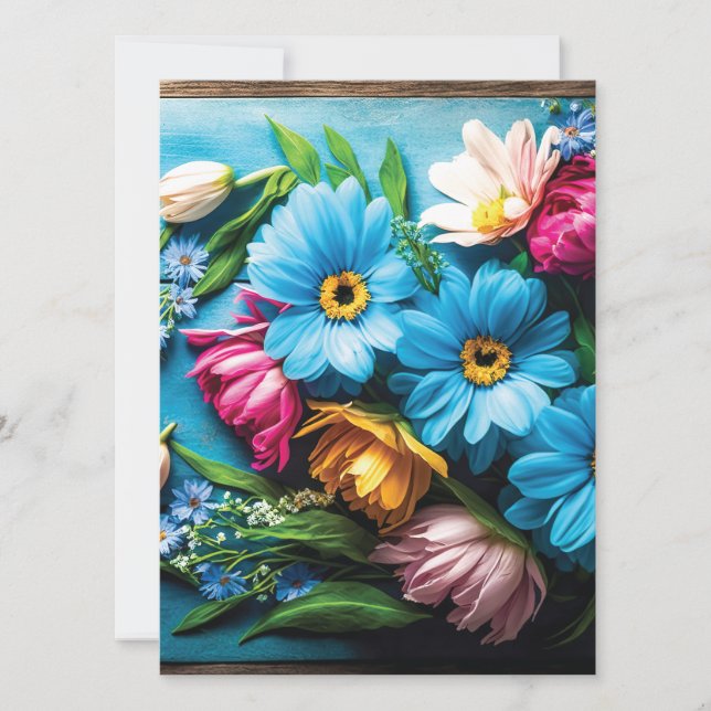 Colourful Flowers Holiday Card (Front)