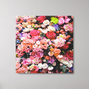Colourful Flowers in Bloom Floral Bouquet Canvas Print
