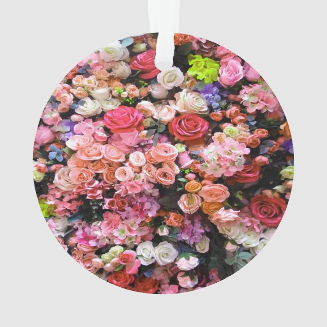 Colourful Flowers in Bloom Floral Bouquet Ornament (Back)