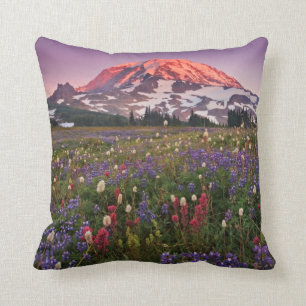 Colourful Flowers in Rainier National Park Throw Pillow