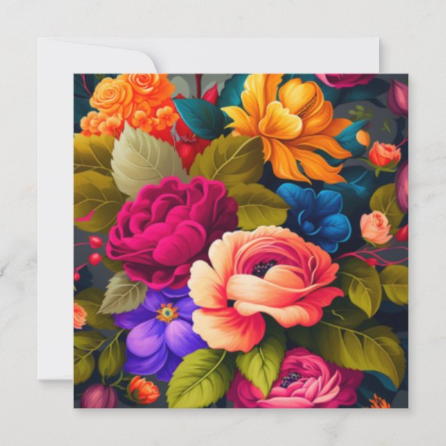 Colourful flowers invitation (Front)