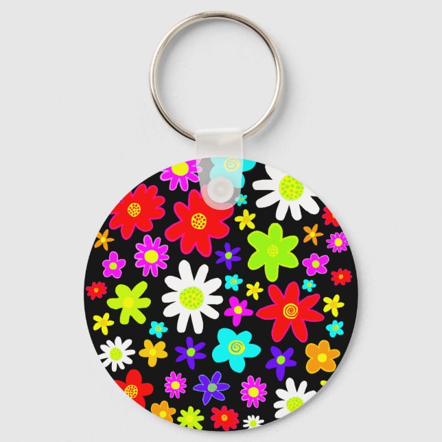 Colourful Flowers Keychain (Front)