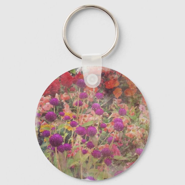 Colourful Flowers Keychain (Front)