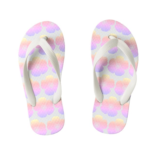Colourful Flowers Kid's Flip Flops (Footbed)