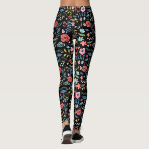 Colourful Flowers & Leafs Botanical Pattern Leggings