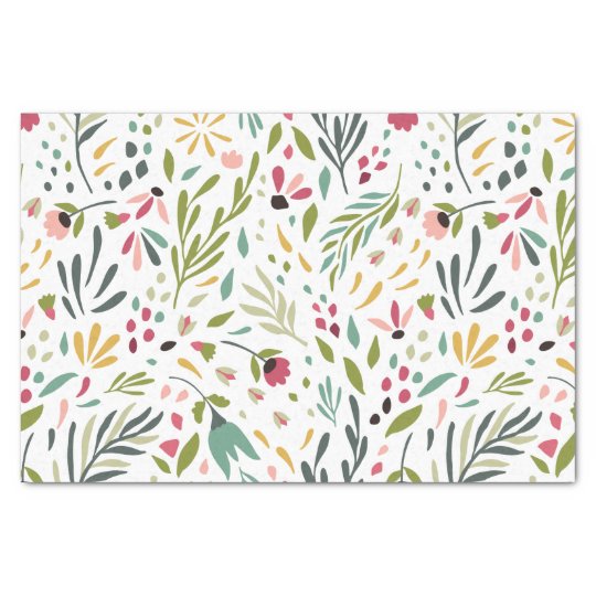 Colourful Flowers & Leafs Pattern Tissue Paper