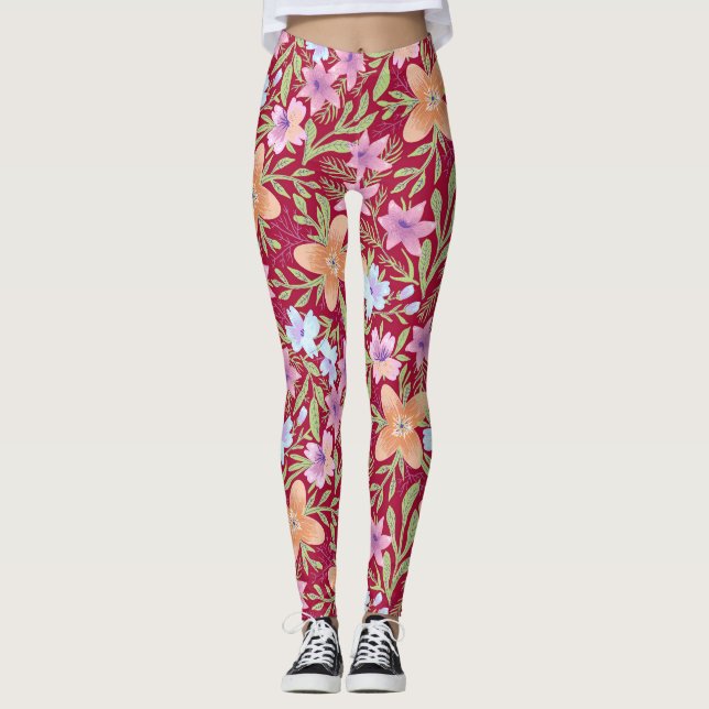 Colourful Flowers Leggings (Front)