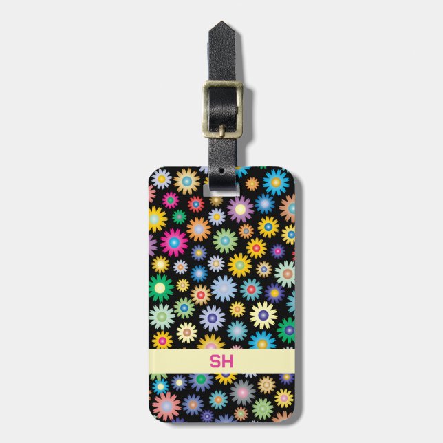 Colourful flowers luggage tag (Front Vertical)