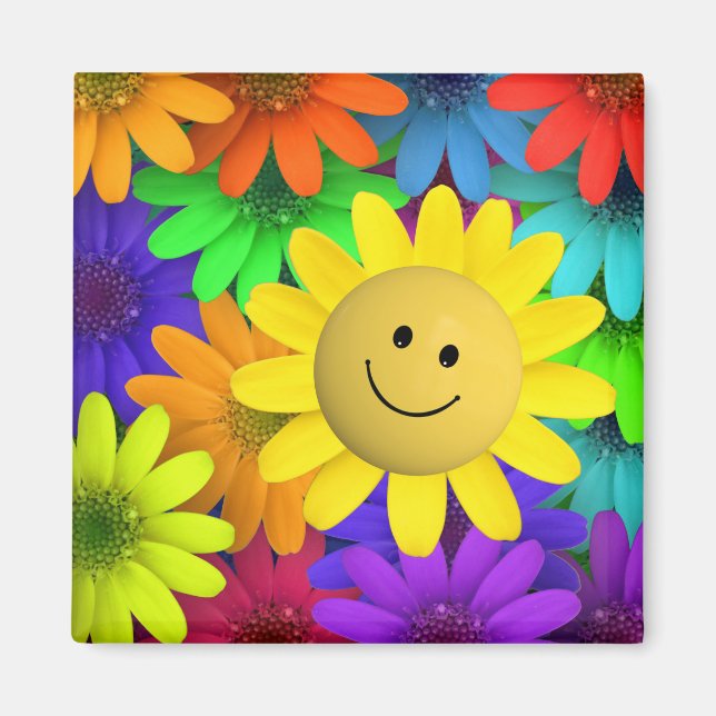 Colourful flowers magnet (Front)