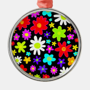Colourful Flowers Metal Ornament