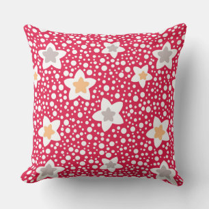 Colourful flowers on a retro polka dot background throw pillow