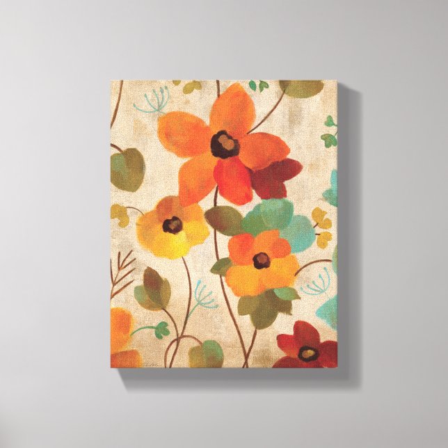 Colourful Flowers on an Off White Background Canvas Print (Front)